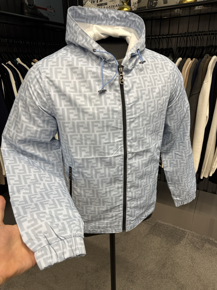 İTHAL FENDİ Kapüşonlu Yağmurluk (6262-Buz mavisi)