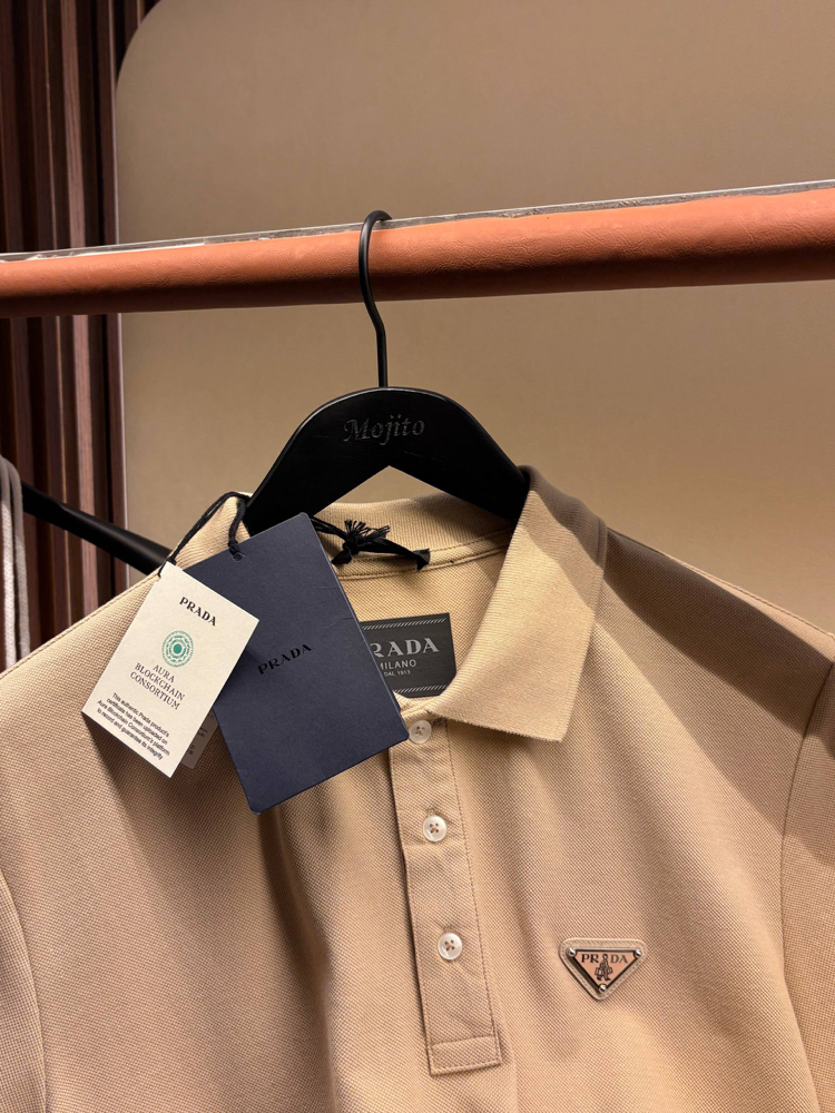 Prada Yeni Logo  Polo Yaka (3322-Bej)