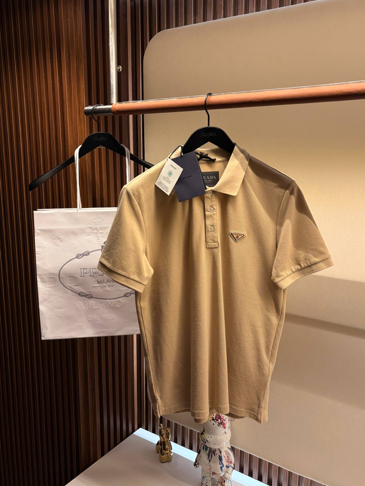 Prada Yeni Logo  Polo Yaka (3322-Bej)