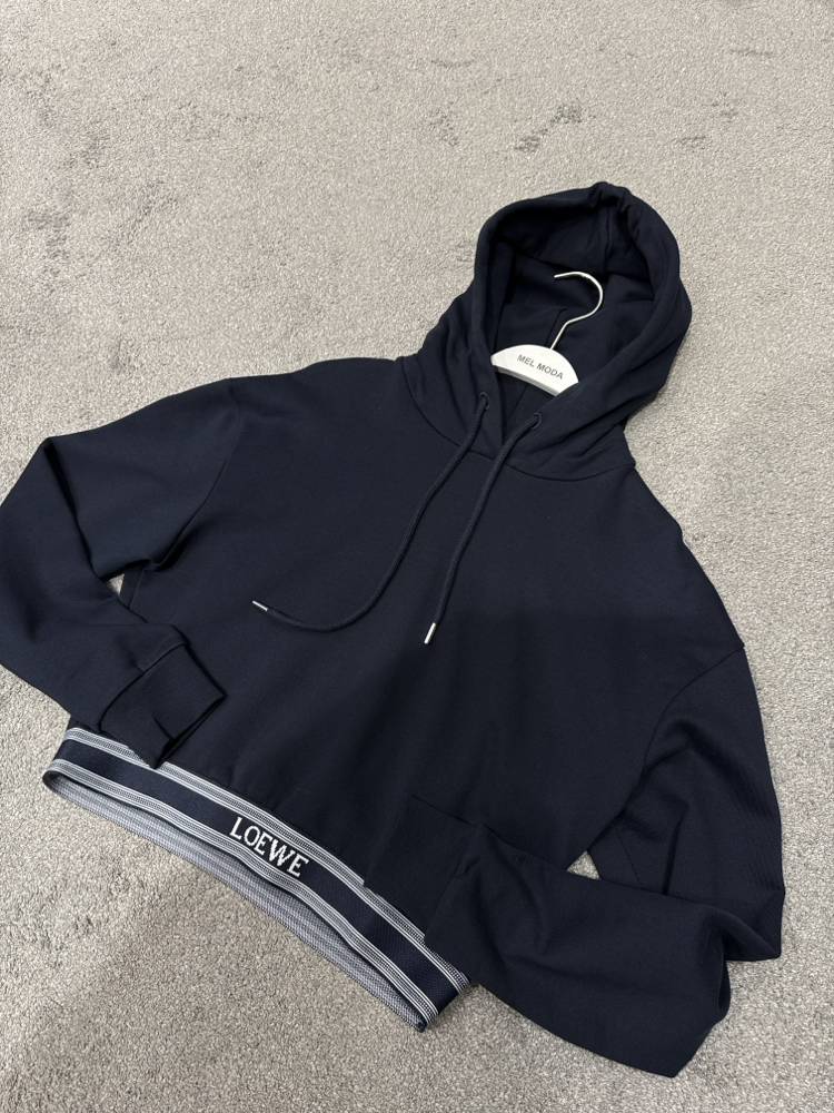 KADIN LOEWE Crop Kapüşonlu Sweat (Lacivert)-5177-