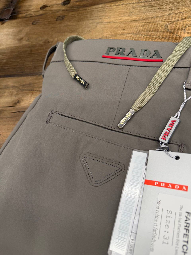 Prada Kırışmayan Kumaş Jogger Pantolon(1357-Haki)