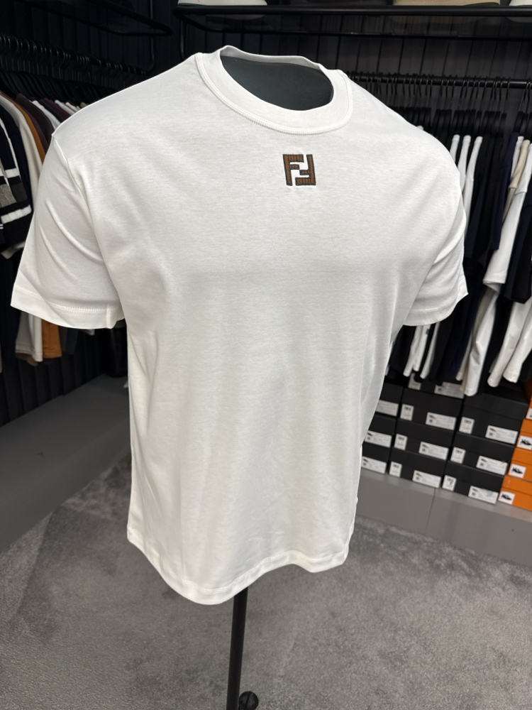 OUTLET ÜRÜNÜ İthal Fendi Merserize Kumaş T-shirt (Beyaz)