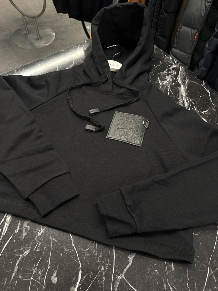 KADIN LOEWE Crop Kapüşonlu Sweat (Siyah)