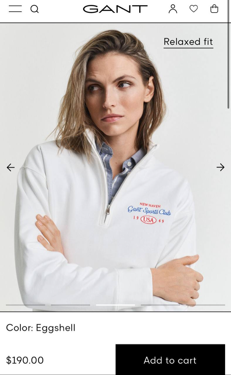 KADIN Gant Yarım Fermuarlı Sweat (55011-Beyaz)
