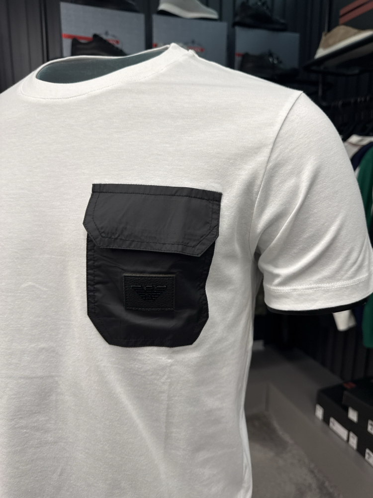 OUTLET ÜRÜNÜ Emporıo armani cep detaylı T-shirt (26503-beyaz)