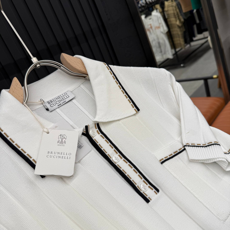 İthal BRUNELLO CUCINELLI Triko Polo Yaka (5529-BEYAZ)