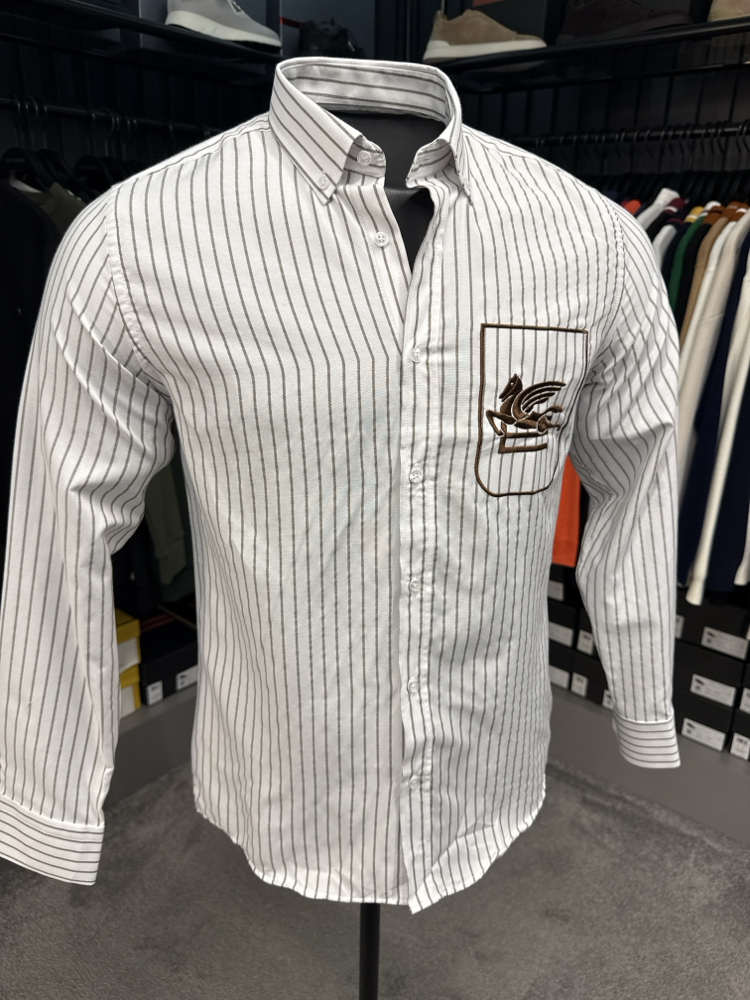  Etro Çizgili Gömlek (2131-Vizon)