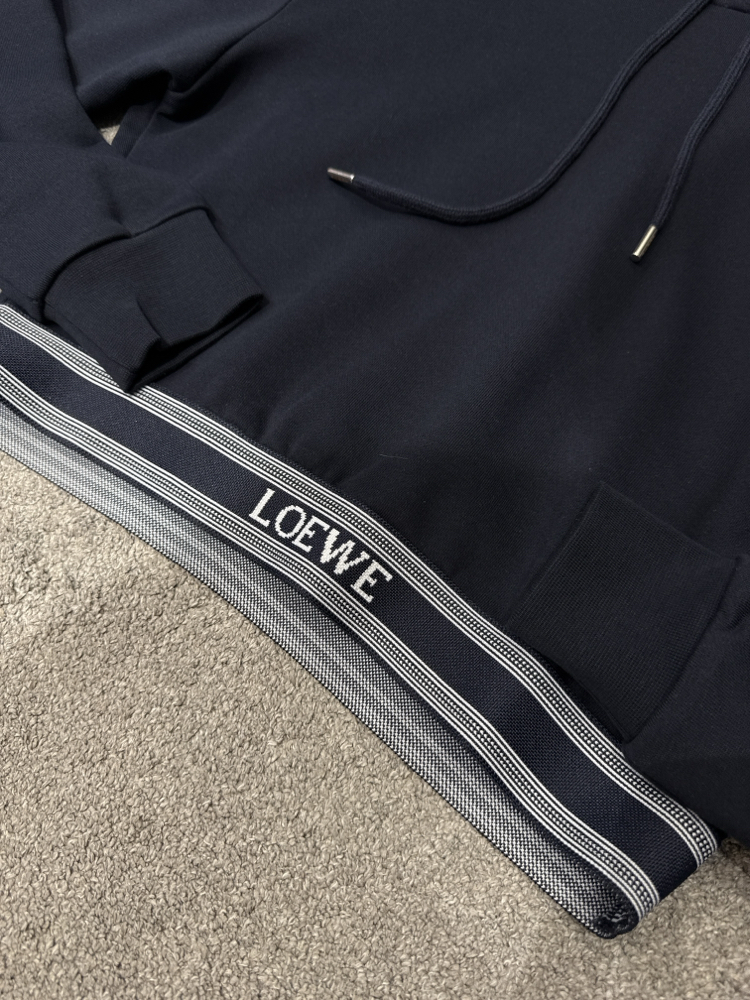 KADIN LOEWE Crop Kapüşonlu Sweat (Lacivert)-5177-