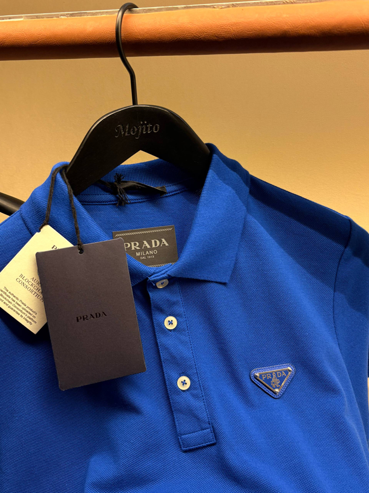 Prada Yeni Logo  Polo Yaka (3322-Sax Mavisi)