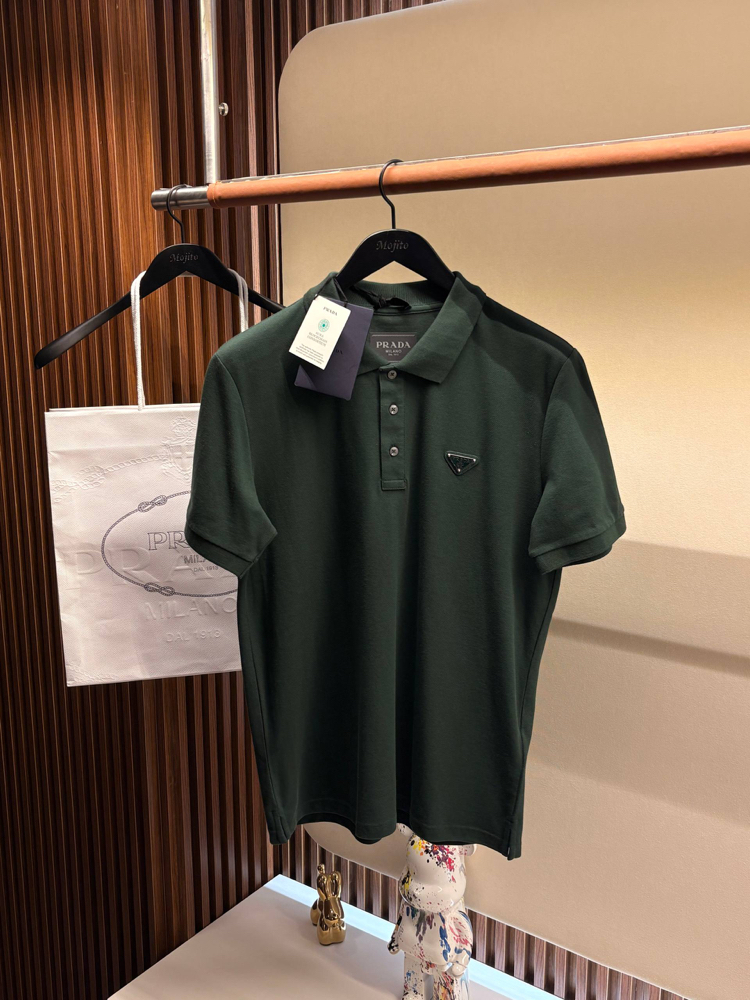 Prada Yeni Logo  Polo Yaka (3322-Koyu Yeşil)