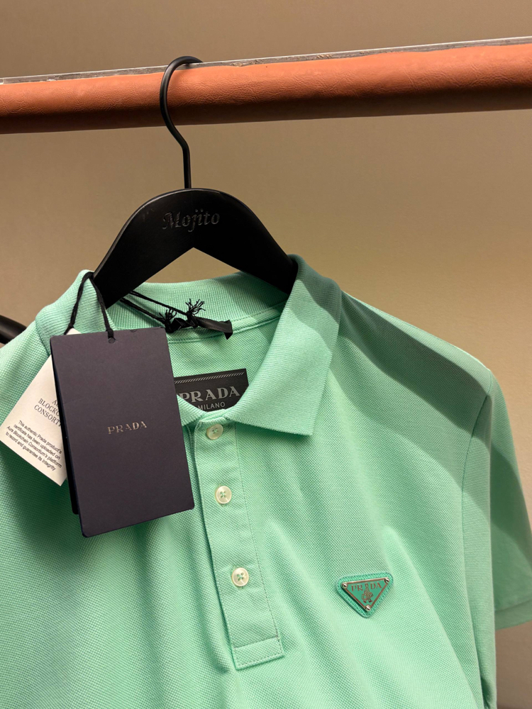 Prada Yeni Logo  Polo Yaka (3322-Nil Yeşili)