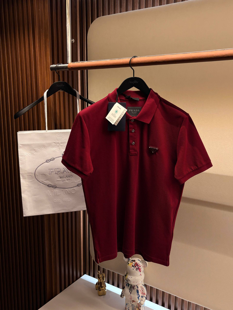 Prada Yeni Logo  Polo Yaka (3322-Bordo)