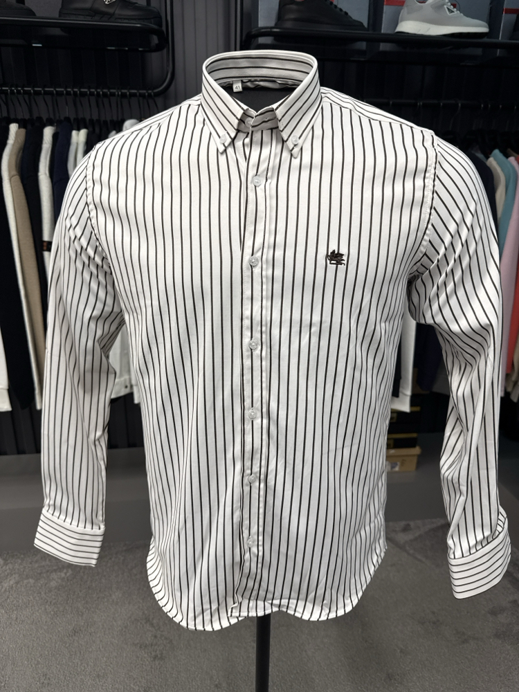 Etro Çizgili Poplin Gömlek (2128-Beyaz-Vizon)