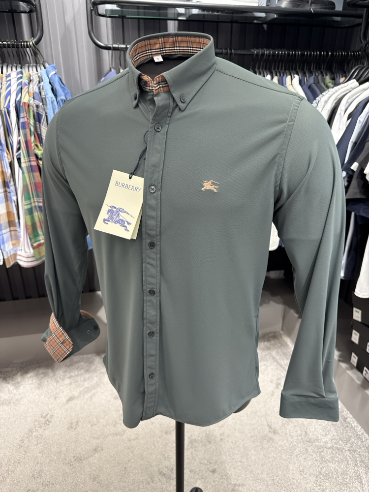OUTLET ÜRÜNÜ Burberry İthal Kırışmayan Kumaş Gömlek (3911-mint yeşili)