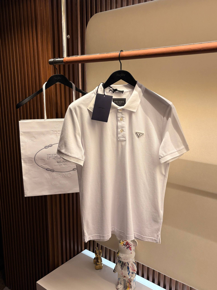 Prada Yeni Logo  Polo Yaka (3322-Beyaz)