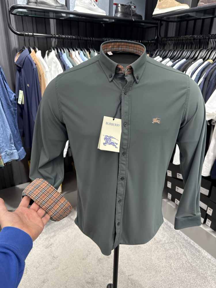 OUTLET ÜRÜNÜ Burberry İthal Kırışmayan Kumaş Gömlek (3911-mint yeşili)