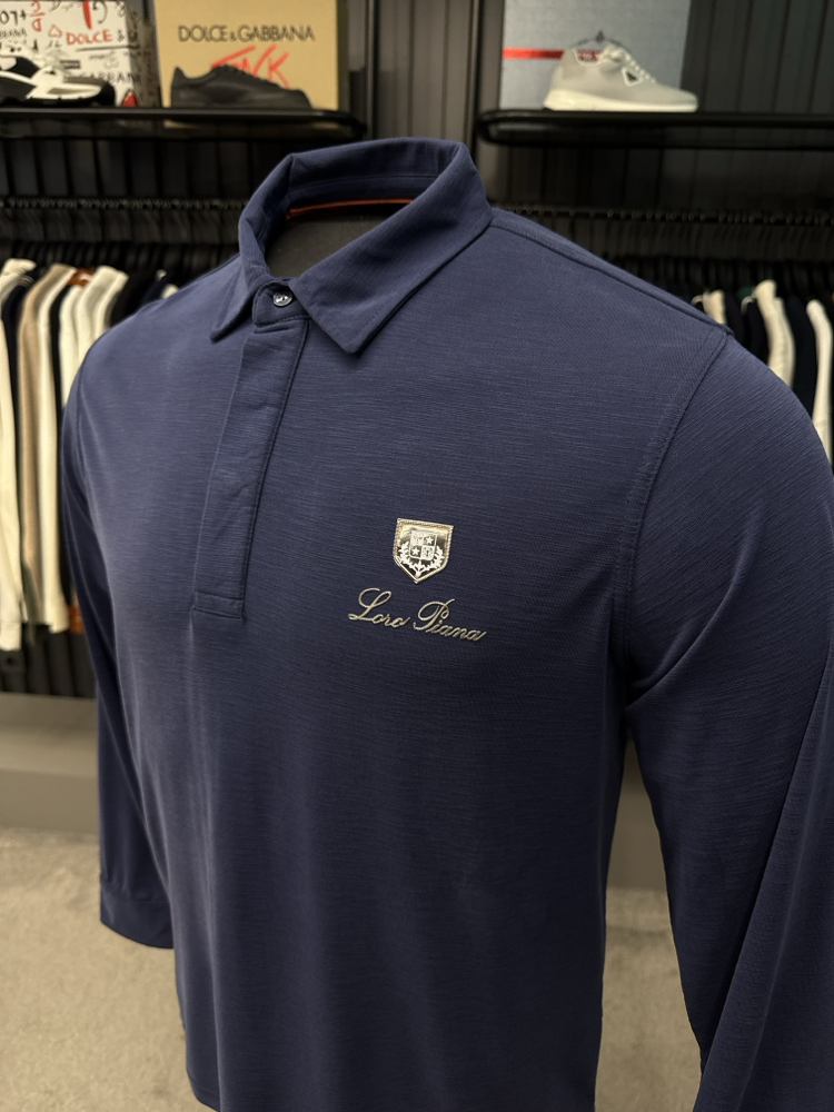 Outlet ürünü İthal Lora Piana Modal Kumaş Uzun Kollu Polo Yaka (8890-Lacivert)