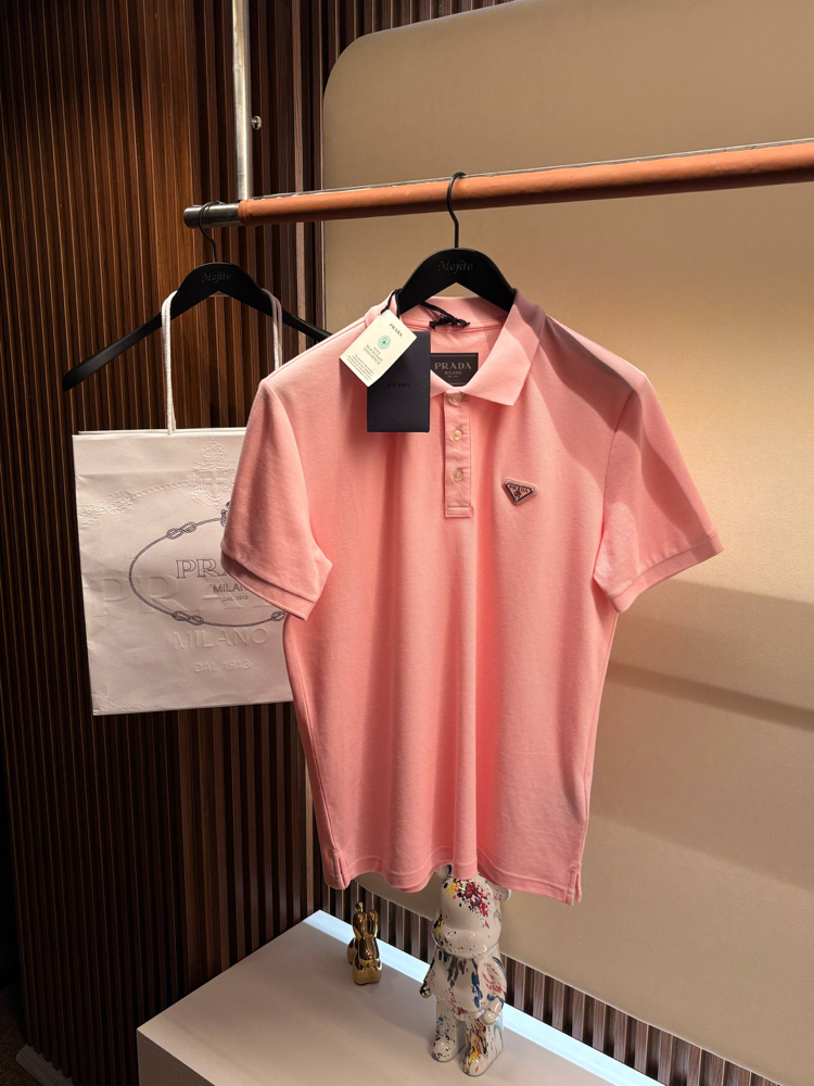 Prada Yeni Logo  Polo Yaka (3322-Pembe)