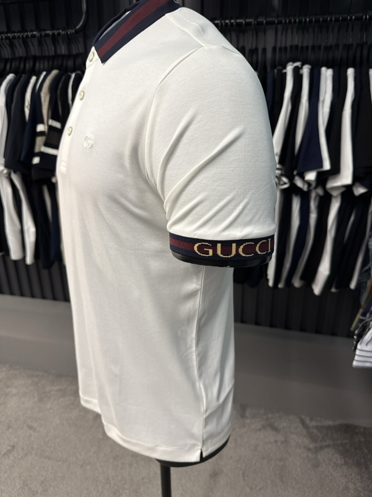 İthal Gucci Polo Yaka  Kırışmayan Kumaş (0112-beyaz)