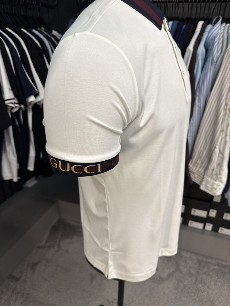İthal Gucci Polo Yaka  Kırışmayan Kumaş (0112-beyaz)
