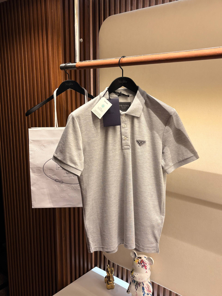 Prada Yeni Logo  Polo Yaka (3322-Gri)