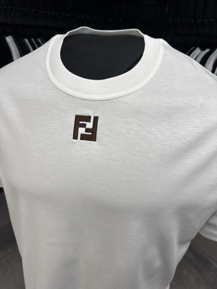 OUTLET ÜRÜNÜ İthal Fendi Merserize Kumaş T-shirt (Beyaz)
