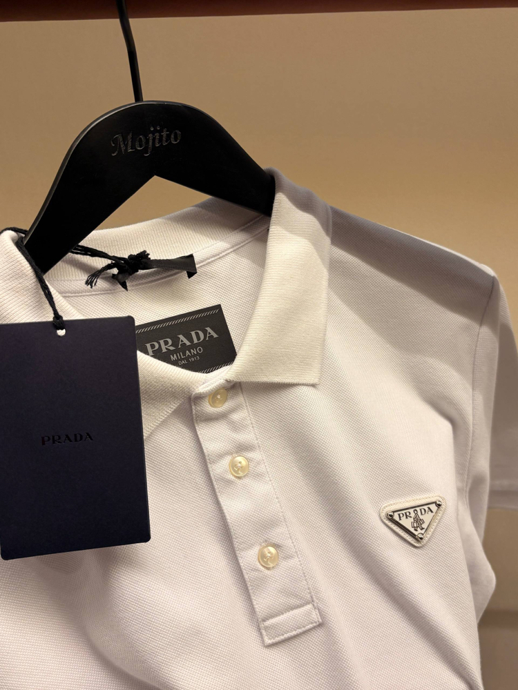 Prada Yeni Logo  Polo Yaka (3322-Beyaz)