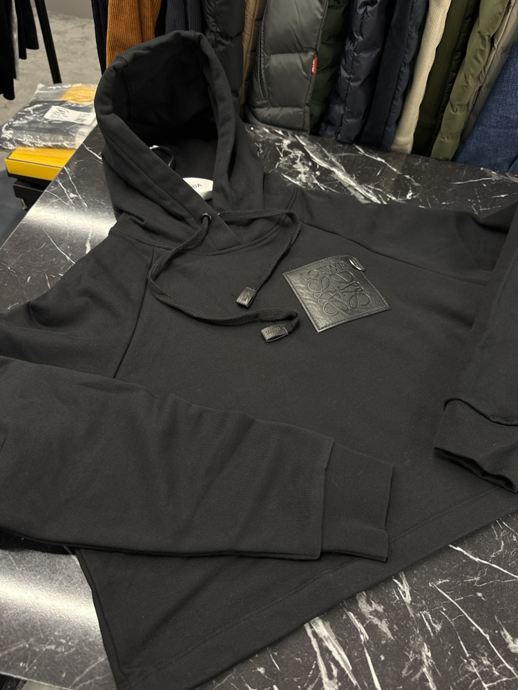 KADIN LOEWE Crop Kapüşonlu Sweat (Siyah)