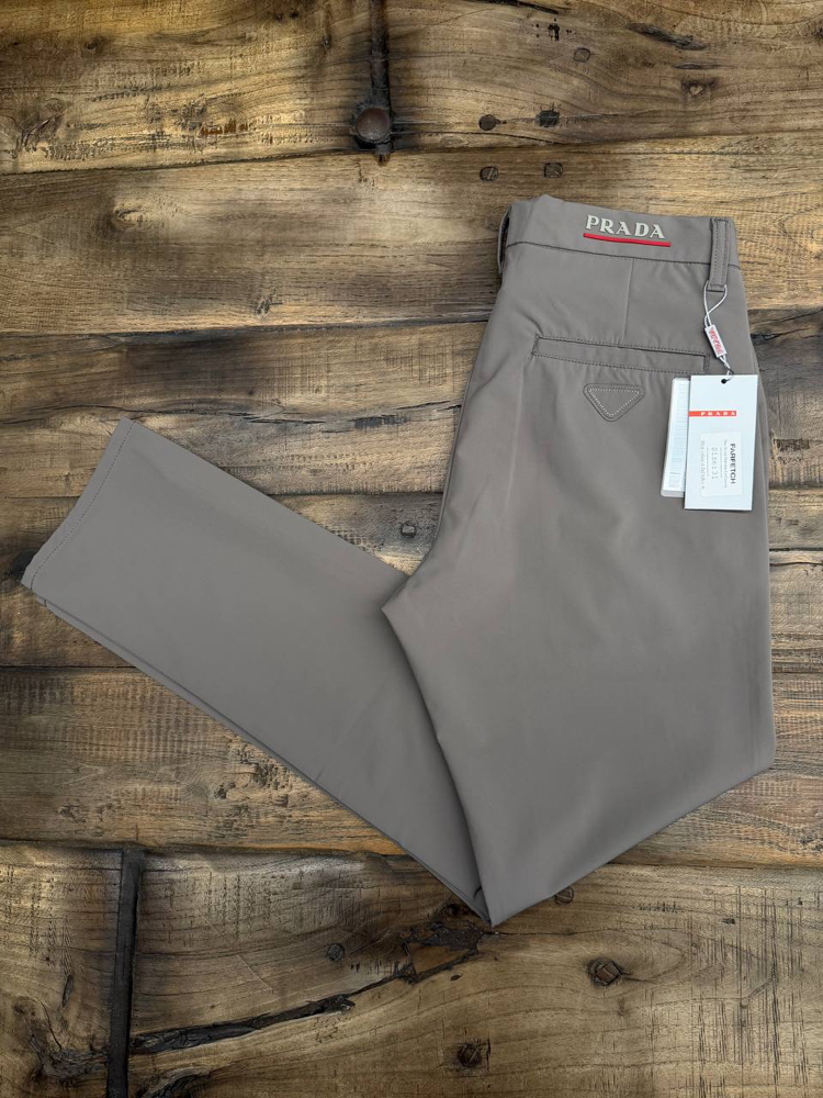 Prada Kırışmayan Kumaş Jogger Pantolon(1357-Haki)