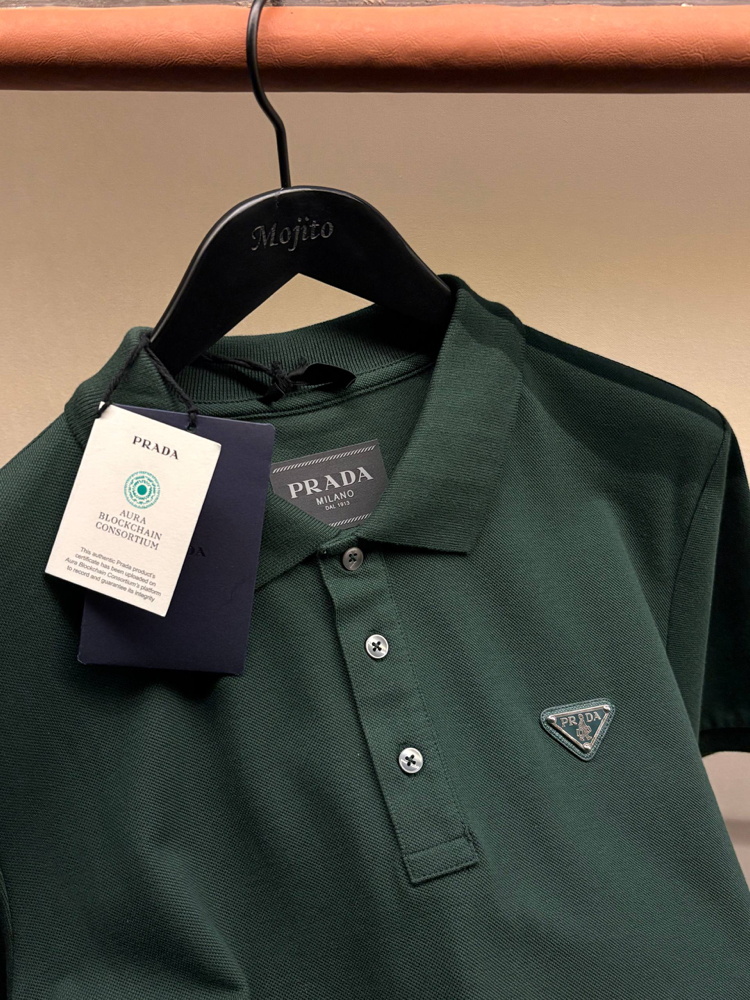 Prada Yeni Logo  Polo Yaka (3322-Koyu Yeşil)