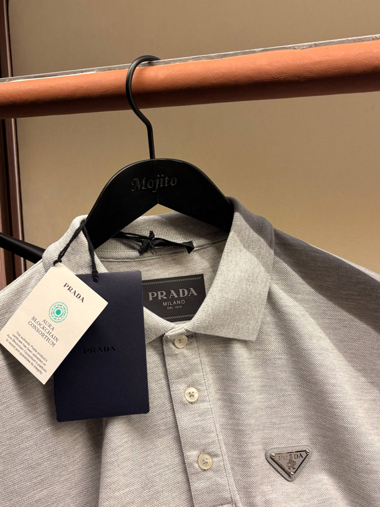 Prada Yeni Logo  Polo Yaka (3322-Gri)