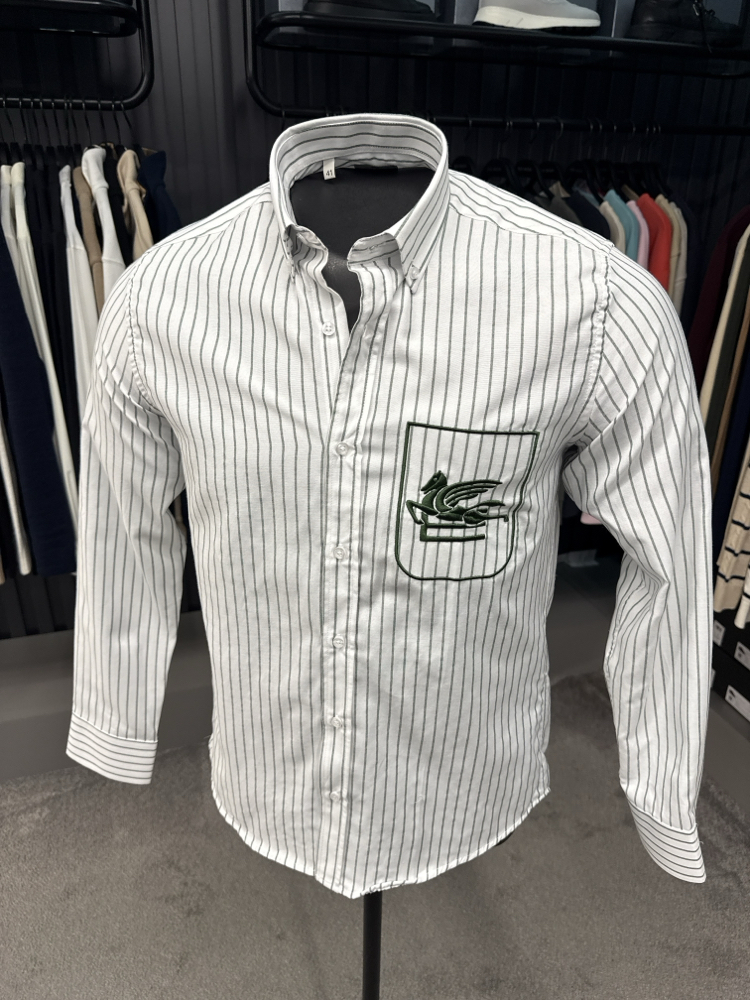  Etro Çizgili Gömlek (2131-Yeşil)