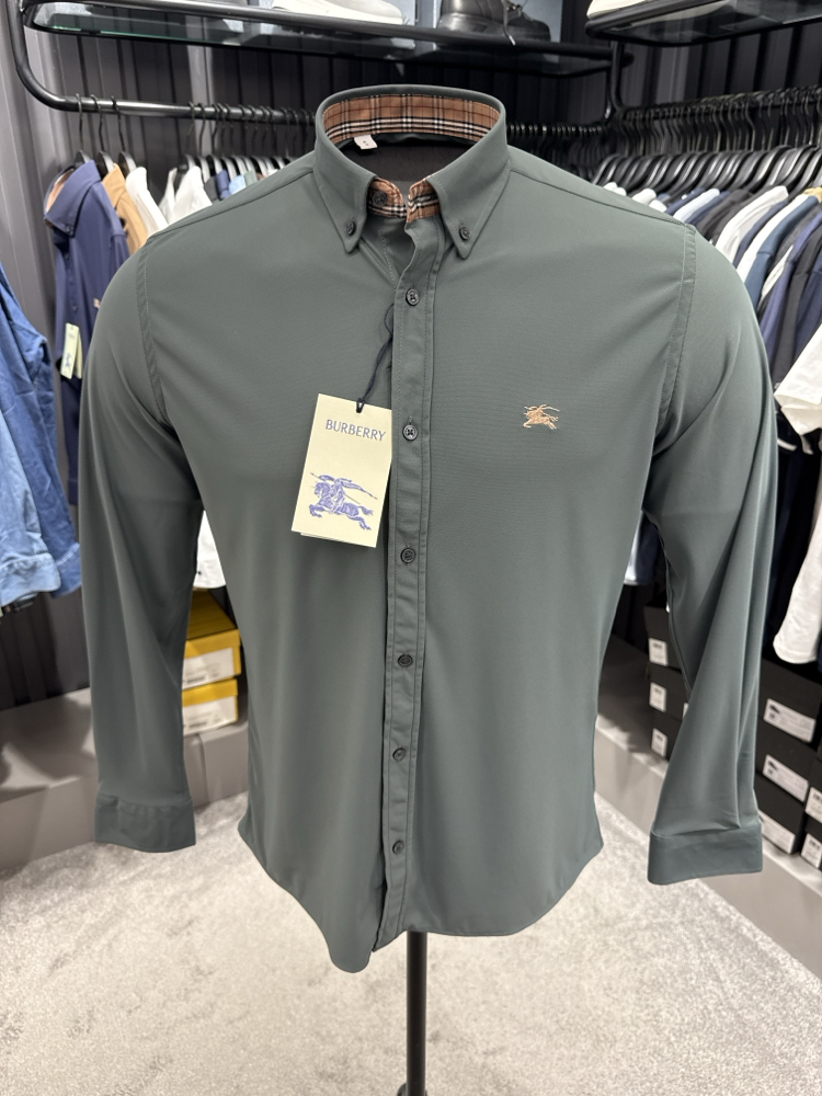 OUTLET ÜRÜNÜ Burberry İthal Kırışmayan Kumaş Gömlek (3911-mint yeşili)