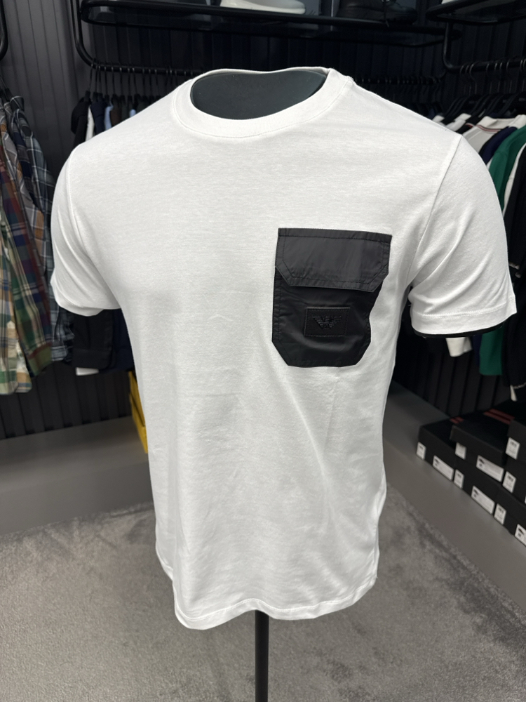 OUTLET ÜRÜNÜ Emporıo armani cep detaylı T-shirt (26503-beyaz)