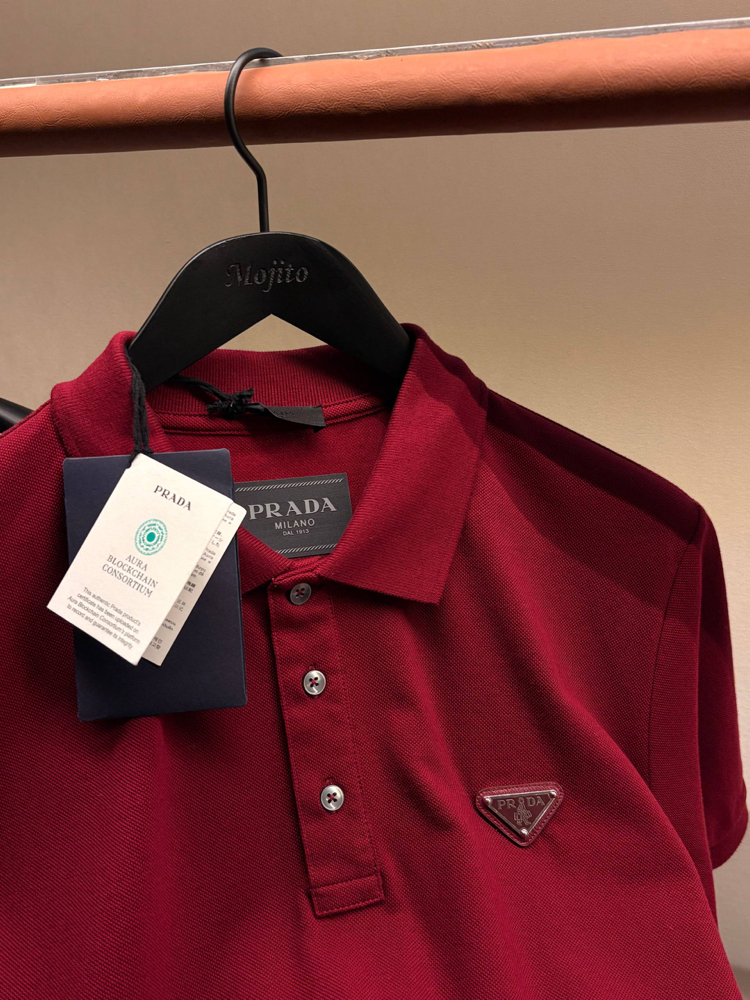 Prada Yeni Logo  Polo Yaka (3322-Bordo)