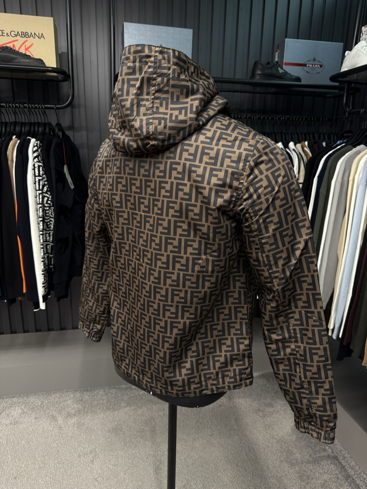 İTHAL FENDİ Kapüşonlu Yağmurluk (6262-Kahve)