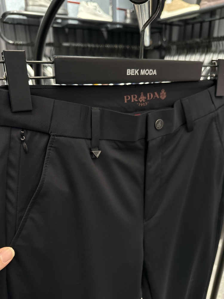 İthal PRADA Kırışmayan Kumaş Jogger Pantolon (0114-Koyu Lacivert)