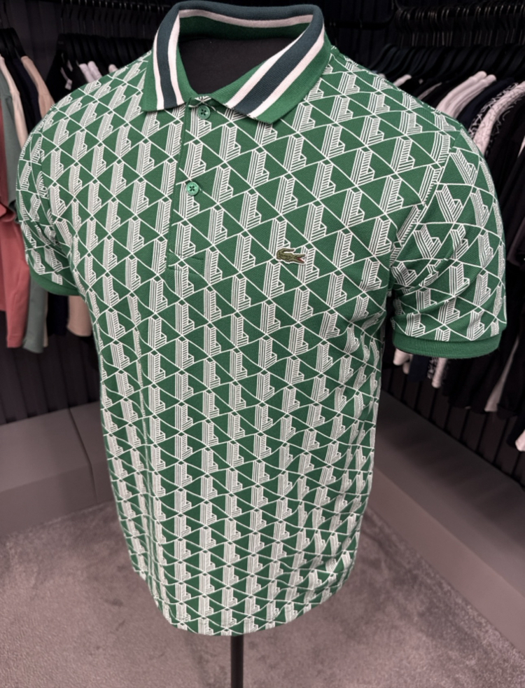 Monogram Desenli  Detaylı Polo Yaka(10002-Yeşil)