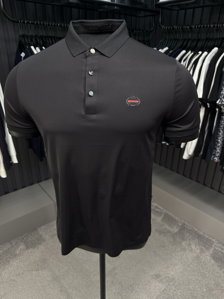 İthal PRADA Polo Yaka Kırışmayan Kumaş (0120-Siyah)