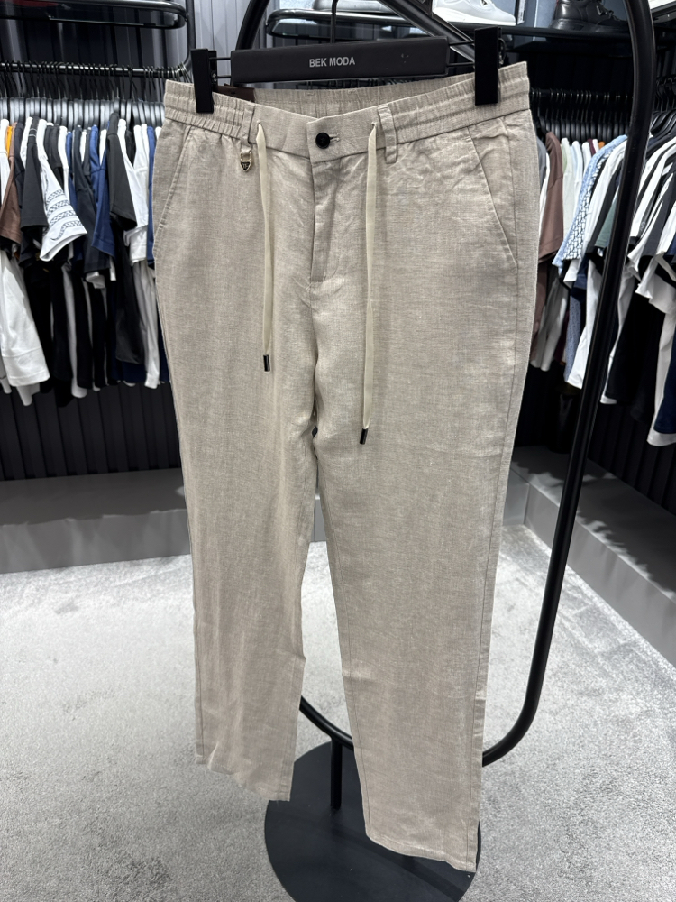 İthal Tom Ford Ham Keten Pantolon (0117-Taş)