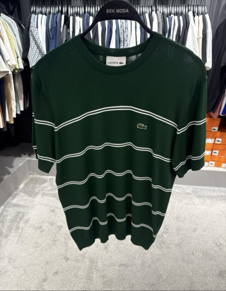 Çizgili Rayon Kırışmayan Kumaş Triko  (5064-Yeşil)