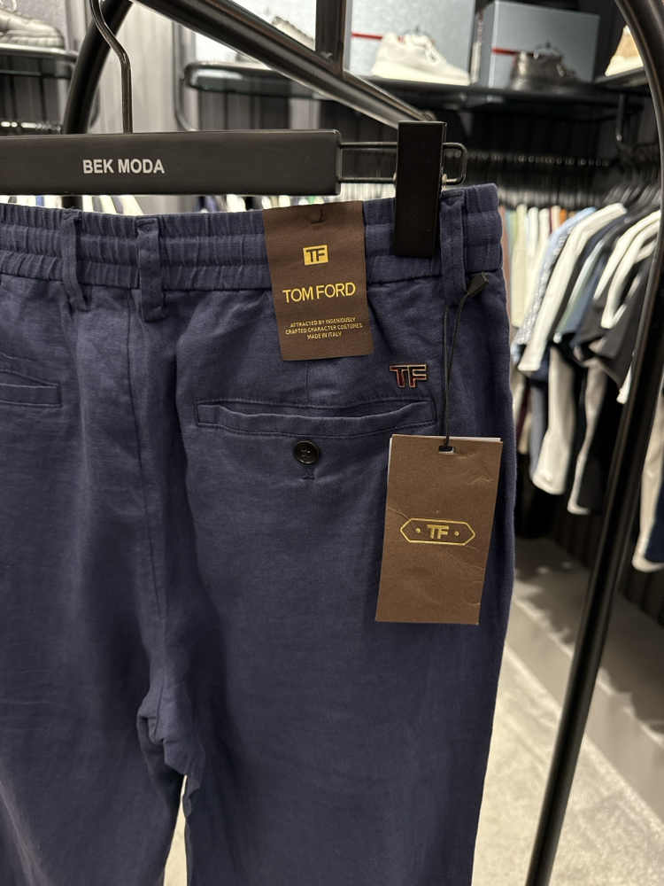 İthal Tom Ford Ham Keten Pantolon (0117-Lacivert)
