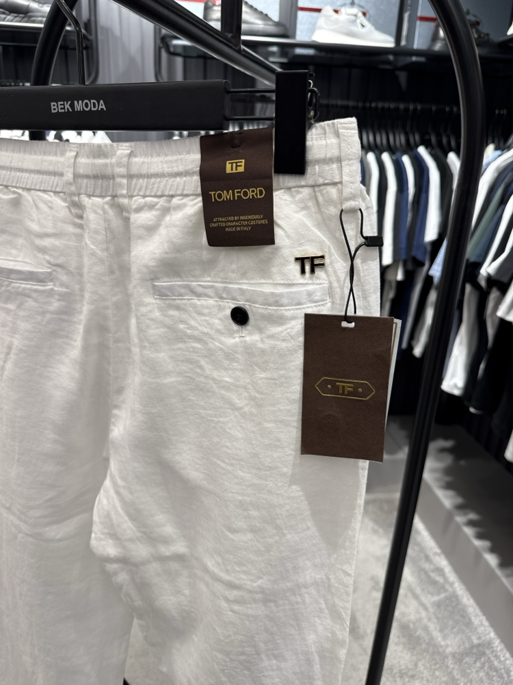 İthal Tom Ford Ham Keten Pantolon (0117-Beyaz)