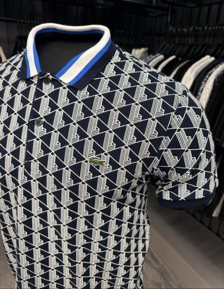 Monogram Desenli  Detaylı Polo Yaka(10002-Lacivert)