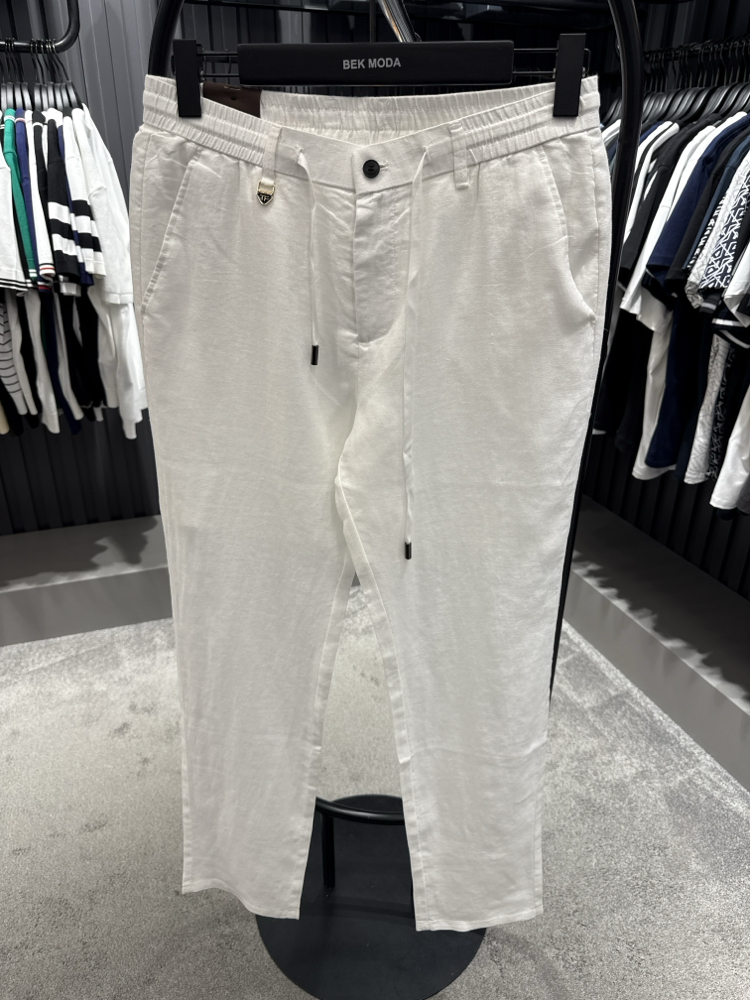 İthal Tom Ford Ham Keten Pantolon (0117-Beyaz)