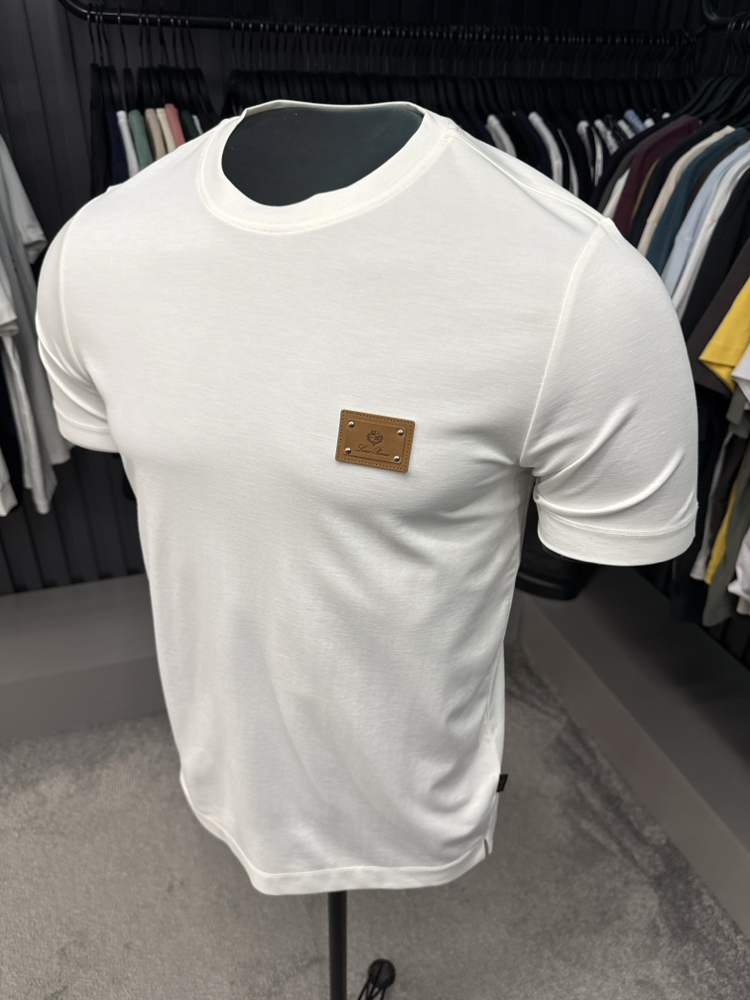 İthal Loro Piano T-shirt Kırışmayan Kumaş (15053-Beyaz)