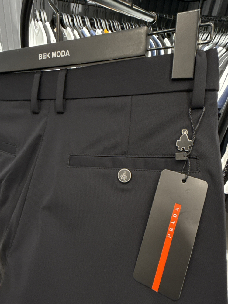 İthal PRADA Kırışmayan Kumaş Jogger Pantolon (0114-Koyu Lacivert)
