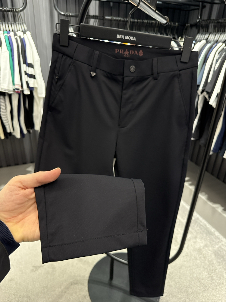 İthal PRADA Kırışmayan Kumaş Jogger Pantolon (0114-Koyu Lacivert)