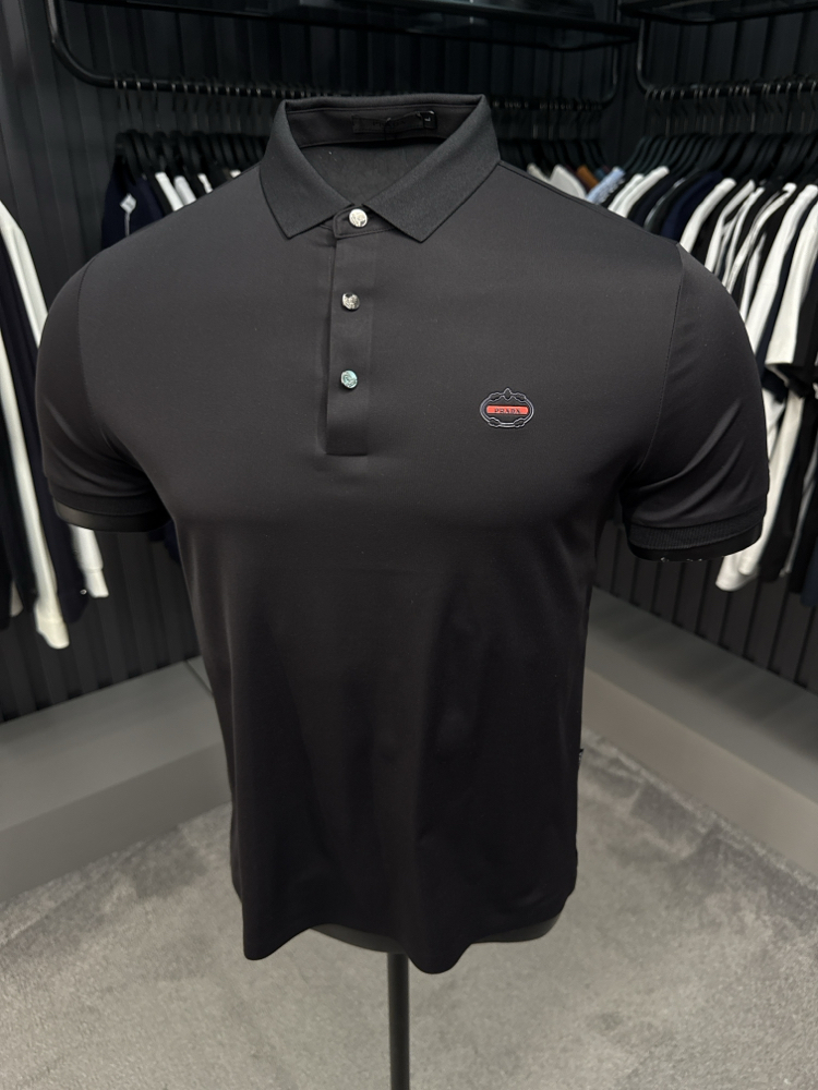 İthal PRADA Polo Yaka Kırışmayan Kumaş (0120-Siyah)