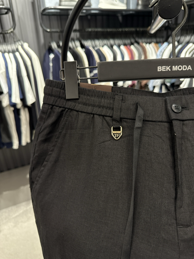 İthal Tom Ford Ham Keten Pantolon (0117-Siyah)